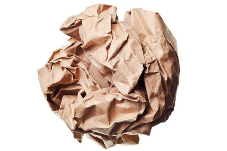 crumpled paper ball isolated on a white backgroundの写真素材