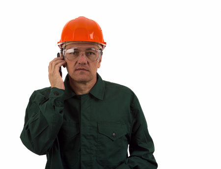 Entrepreneur on the phone on white background