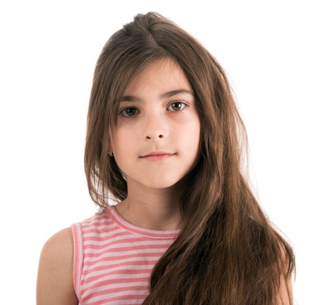 cute smiling little girl, isolated on white backgroundの写真素材