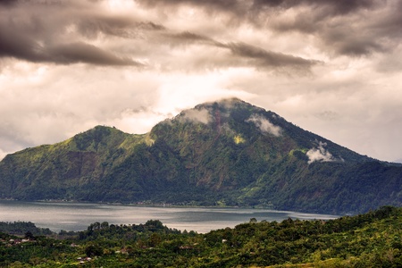 Landscape of Batur volcano on Bali island, Indonesiaの写真素材