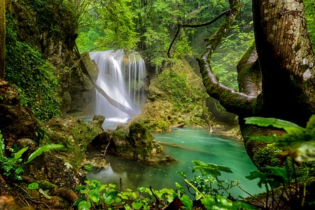 La Vaioaga Waterfall, Beusnita National Park, Romaniaの写真素材