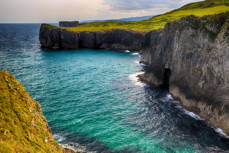 beautiful scenery with the ocean shore in Asturias, Spainの写真素材