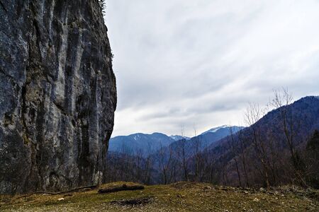 rocky mountain landscape in Carpathian Romaniaの写真素材