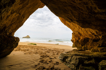 beautiful cave in the Algarve Portugalの写真素材
