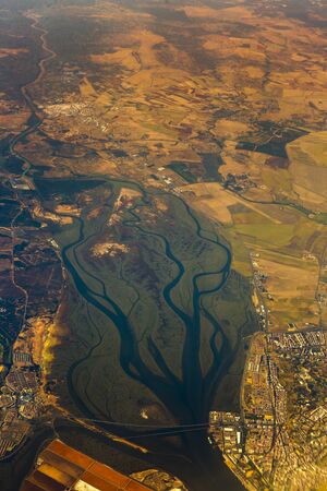 arms of a river seen from aboveの写真素材