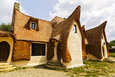 Clay Castle, Fairy Valley, Romania - 27 july 2016 - The pension made of clay and other natural materials is almost 90% readyのeditorial素材