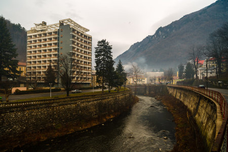 old abandoned buildings in the Roman spa town in Romania, Mehedinti Herculaneのeditorial素材