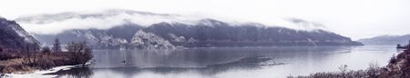 Clisura Danube panorama seen from the Romanian bankの写真素材