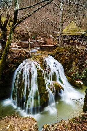 beautiful waterfall in Romania. waterfall Bigarの写真素材