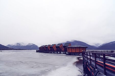 Romania. modern exotic resort on Danube winter timeの写真素材