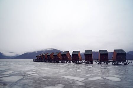 Romania. modern exotic resort on Danube winter timeの写真素材