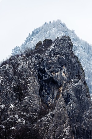 landscape with mountain peak in Domogled National Park, Romaniaの写真素材