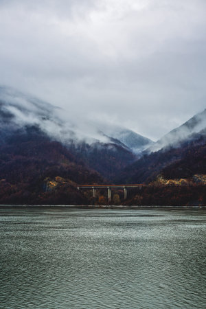 landscape on the Danube in Cazanele Mari. Romania