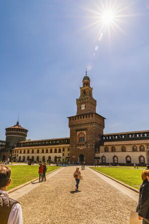 Castello Sforzesco (Sforza Castle) in Milan, Lombardy, Italy, 13-05-2017のeditorial素材