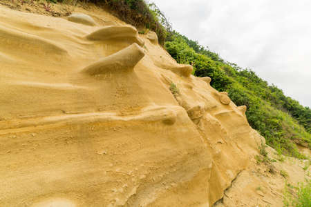 Sandy rock formation on the Black Sea coastの写真素材