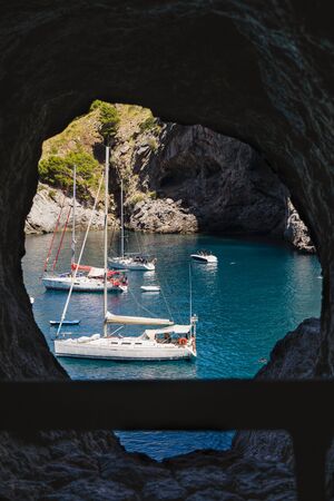 Beautiful coastal landscape in palm of mallorca on the Mediterranean Sea, 28-08-2017.のeditorial素材
