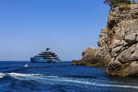 Beautiful coastal landscape in palm of mallorca on the Mediterranean Sea, 28-08-2017.のeditorial素材