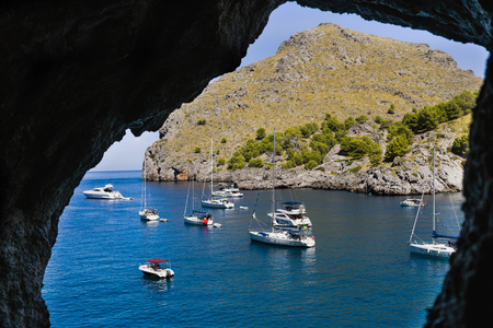 Beautiful coastal landscape in palm of mallorca on the Mediterranean Sea, 28-08-2017.のeditorial素材