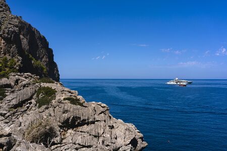 Beautiful coastal landscape in palm of mallorca on the Mediterranean Sea, 28-08-2017.のeditorial素材