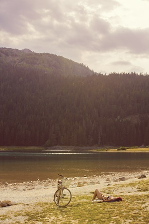 Black Lake, in the Municipality of Å½abljak in northern Montenegroの写真素材
