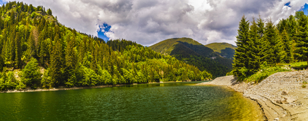 Landscape with a beautiful lake in Parang mountains, Romaniaの写真素材