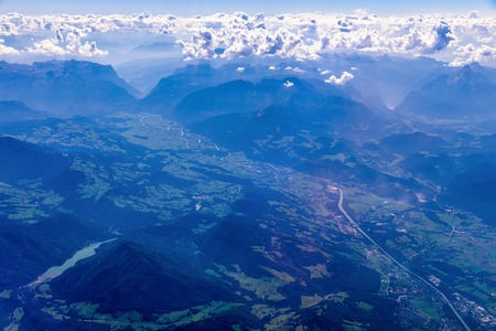 Landscape with clouds seen from the planeの写真素材