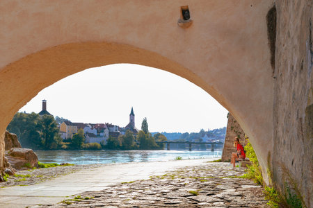Street view in Passau, Bavaria, Germany.の写真素材