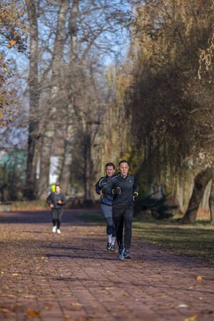 Sports event involving people of different ages organized at the centenary of the Great Romanian unions from 1918 in the city of Pitesti, Arges, Romania (09-12-2018)のeditorial素材