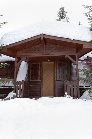 Landscape with Romanian traditional village in a winter dayの写真素材