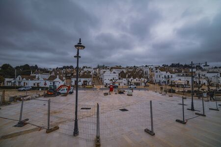 ALBEROBELLO, APULIA, ITALY - FEBRUARY 03 - Beautiful view of the traditional trulli houses with their conical roof on february 03, 2019 in Alberobelloのeditorial素材