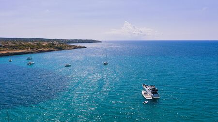 Top view from Drone a ship on blue oceanのeditorial素材