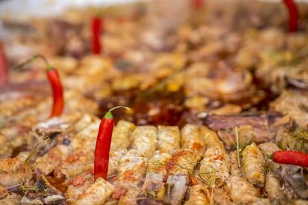 pictures with Food from a Romanian street food festivalの写真素材