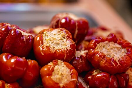 pictures with Food from a Romanian street food festivalの写真素材