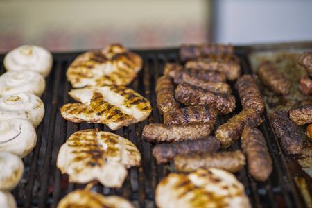 pictures with Food from a Romanian street food festivalの写真素材