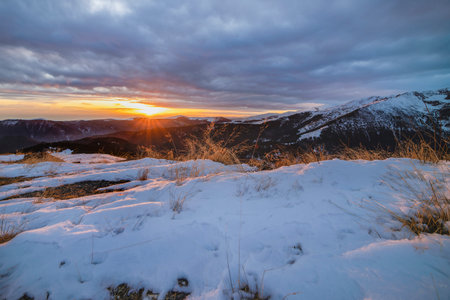 Beautiful winter landscape in the mountains in the Carpathian Mountains Romania