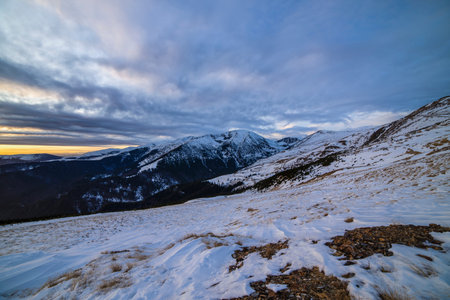 Beautiful winter landscape in the mountains in the Carpathian Mountains Romania