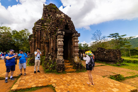 January 14, 2020 Ruins of Old Hindu temple at My Son, Vietnamのeditorial素材