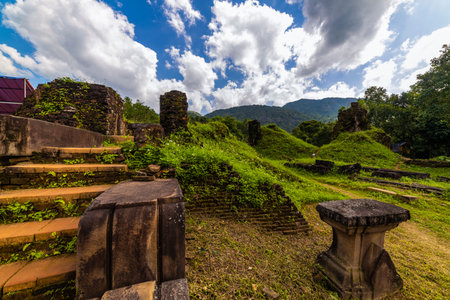 January 14, 2020 Ruins of Old Hindu temple at My Son, Vietnamのeditorial素材
