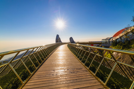 Golden bridge of the Hand of God in da Nang in Vietnam. January 16, 2020.