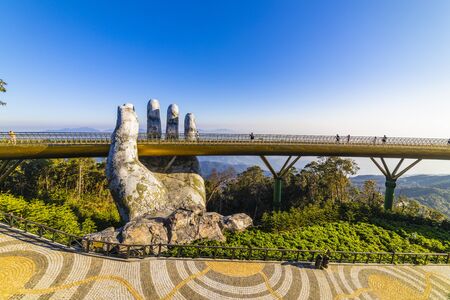 Golden bridge of the Hand of God in da Nang in Vietnam. January 16, 2020.のeditorial素材