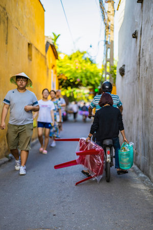 Hoi An, Vietnam - January 16, 2020: Representative images of the various tourist attractions seen in the tour of the old city.のeditorial素材