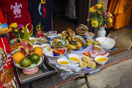 Hoi An, Vietnam - January 16, 2020: Representative images of the various tourist attractions seen in the tour of the old city.のeditorial素材