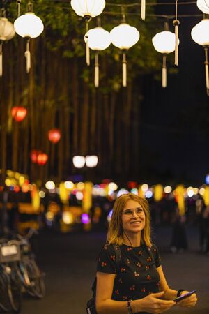 Hoi An, Vietnam - January 16, 2020: Night view of  Hoi An, Hoi An is the World's Cultural heritage site, famous for mixed cultures and architecture.のeditorial素材