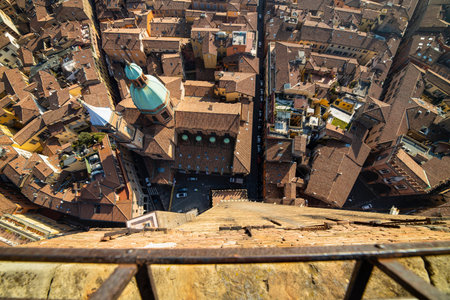 Aerial cityscape view from Due torri or two towers, Bologna, province Emilia-Romagna, Italy