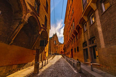 Bologna / Italy - February 12, 2020: View of the amazing city of Bologna in Italy, before the outbreak of the Cornavirus Pandemic.のeditorial素材
