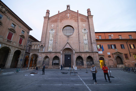 Bologna / Italy - February 12, 2020: View of the amazing city of Bologna in Italy, before the...