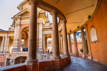 Bologna / Italy - February 12, 2020: View of the amazing city of Bologna in Italy, before the...