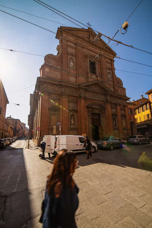 Bologna / Italy - February 12, 2020: View of the amazing city of Bologna in Italy, before the outbreak of the Cornavirus Pandemic.のeditorial素材