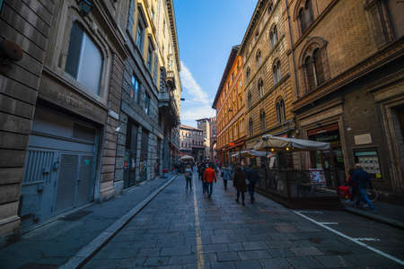 Bologna / Italy - February 12, 2020: View of the amazing city of Bologna in Italy, before the outbreak of the Cornavirus Pandemic.のeditorial素材