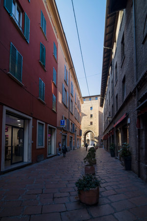 Bologna / Italy - February 12, 2020: View of the amazing city of Bologna in Italy, before the...